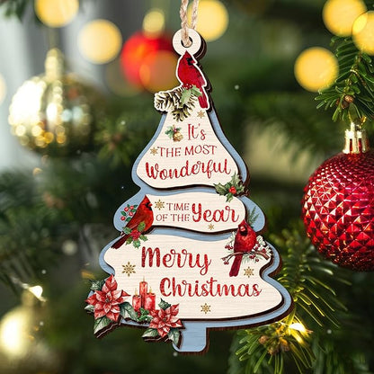 Christmas Cardinal Gifts for Women Men - Double Layered Wooden Red Cardinal Christmas Ornaments 2025 - Sympathy Gifts for Loss of Loved One, Memorial Gift Ideas for Xmas Tree Decorations