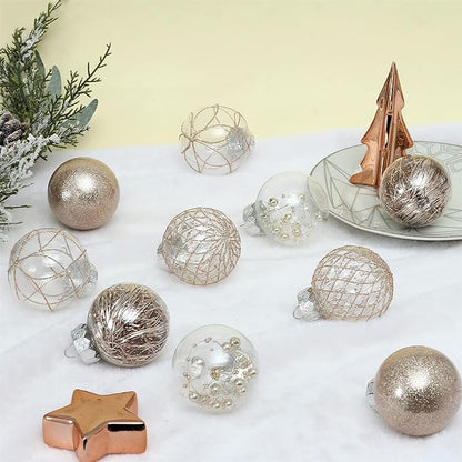 Clear Plastic Christmas Ball Ornaments, 30ct 2.36 Inch Champagne Balls for Tree Decoration - Shatterproof for Holiday Wedding Party Gifts