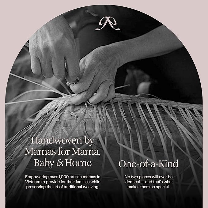 BEBE BASK The Original Scalloped Basket Set Of 2 - Small Scallop Basket - 15 x 10 x 6 In - Hand-Woven & Award-Winning - Elegant Wicker With Scalloped Edge Lid - Nursery Storage - (Mocca)