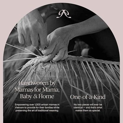 BEBE BASK The Original Scalloped Basket Set Of 2 - Small Scallop Basket - 15 x 10 x 6 In - Hand-Woven & Award-Winning - Elegant Wicker With Scalloped Edge Lid - Nursery Storage - (Mocca)