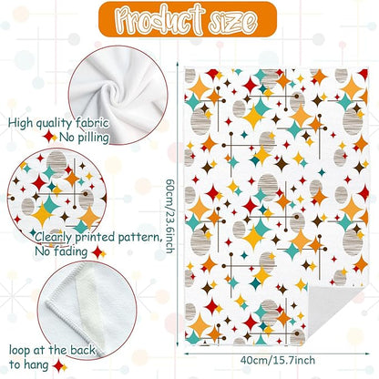 Mid Century Modern Kitchen Towels Set of 2 Diamond Absorbent Dish Towels 24x16