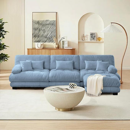 SoarFlash Sectional Sofas Couches for Living Room, L Shaped Couch Sofa Set, Small Couches for Small Spaces, Apartment with Movable Ottoman, Blue