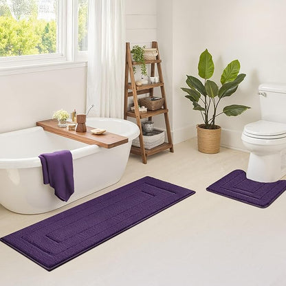 GRANNY SAYS Bathroom Rug Mat, 59" x 20" Bath Mats for Bathroom Non-Slip, Super Soft and Water Absorbent, Microfiber Bath Rugs, Machine Wash Dry, Large Bath Rugs for Floor, Purple