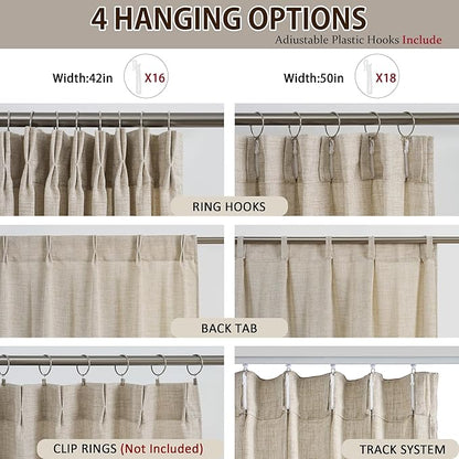 RAIN CITY Beige Pinch Pleated Sheer Curtains 78 Inches Long,W50 x L78 Inch Light Filtering Drapes for Kids Bedroom Nursery Privacy Back Tab with Hooks Semi Sheer Curtain 2 Panels Set