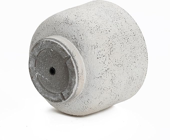 LuxenHome 14.5-Inch Dia Round Concrete Planters, Outdoor Indoor Decorative Plant Pots with Drainage Holes and Rubber Plug, Rustic Distressed Speckled Gray Flower Pot Planters for Home Garden Patio