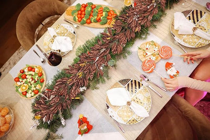 Hollyone 3 Pcs 6FT Christmas Garland Brown Glittered Artificial Magnolia Leaves for Mantle Christmas Tree Decorations Indoor Outdoor Bronze Hanging Garland Ornaments Garden Door Wall Window Home Decor