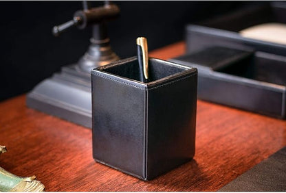 Dacasso Bonded Set Luxury Leather Desk Pad & Desk Organization Essentials, 3 Piece, Black