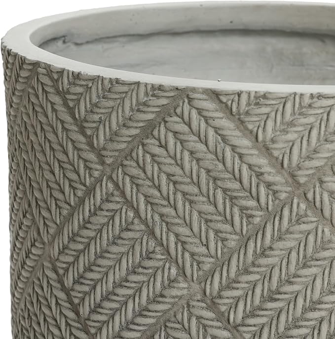 LuxenHome 22" H Concrete Tall Planters, Large Outdoor Indoor Decorative Plant Pots with Drainage Holes and Rubber Plug, Modern Gray Glen Pattern Round Flower Pot Planters for Home Garden Patio Porch