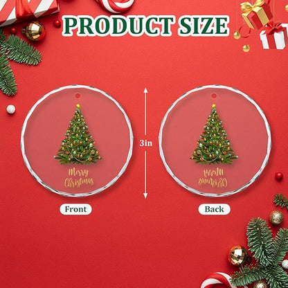 Christmas Tree Ornaments, Glass Christmas Ornament, Elegant Round Holiday Decoration for Christmas Tree, Merry Christmas Hanging Ornament for Holiday Home Décor, Gift Keepsake