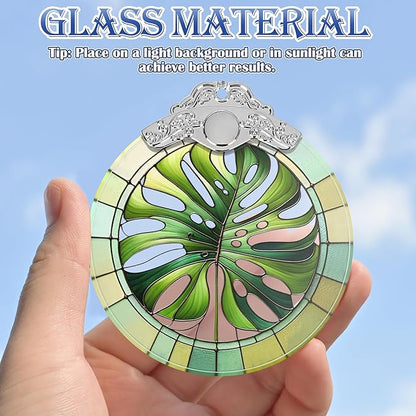 Monstera Leaf Stained Glass Ornament - Christmas Tree Decorations, Holiday Presents, Gift Exchange Ideas