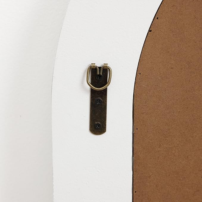 LuxenHome Arched Wall Mirror for Bathroom, 24"x35.5" Large Wood Framed Wall Mounted Decorative Vanity Mirror for Living Room Bedroom Decor, Hanging Sculptures Accent for Entryway Office Home Decor