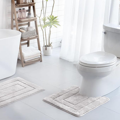 GRANNY SAYS Bathroom Toilet Rugs U Shaped, Bath Mats for Bathroom, Shower Room Rugs Non Slip Washable, Absorbent Microfiber Toilet Mat, Soft Plush Shaggy, 20" x 24", Gray