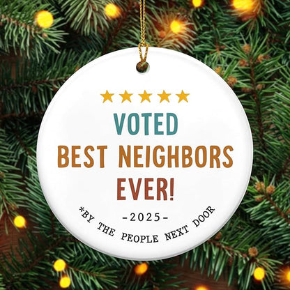 Christmas Best Neighbor Gifts for Women - Ceramic Christmas Ornaments 2025 - Friendship Gifts for Neighbors, Hello Neighbor Friends Ornament, Stocking Stuffers for The Neighborhood
