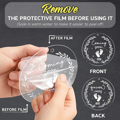 Baby Coming Soon 2026 Ornament Acrylic - Expecting Baby Mom Dad Ornament Xmas Gifts - Pregnancy Announcement Onrament for Family, Husband, Grandparents, Aunt - Expecting Parents to Be Unique Gifts