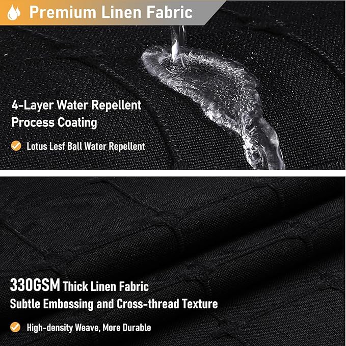 BTTN 78 Inch Long Shower Curtain - Boho Farmhouse Linen Ultra Thick Fabric Shower Curtain Set with Plastic Hooks, Tall Rustic Country Luxury Cloth Shower Curtains for Bathroom Decor, Black, 72x78