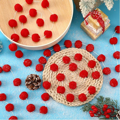 MARFOREVER 4 Pack 26.3 Ft Christmas Red Pom Pom Garland Ornaments, 30 Balls Christmas Felt Garland Hanging Supplies for Xmas Tree School Classroom Fireplace Wall Home Holiday Party Decor