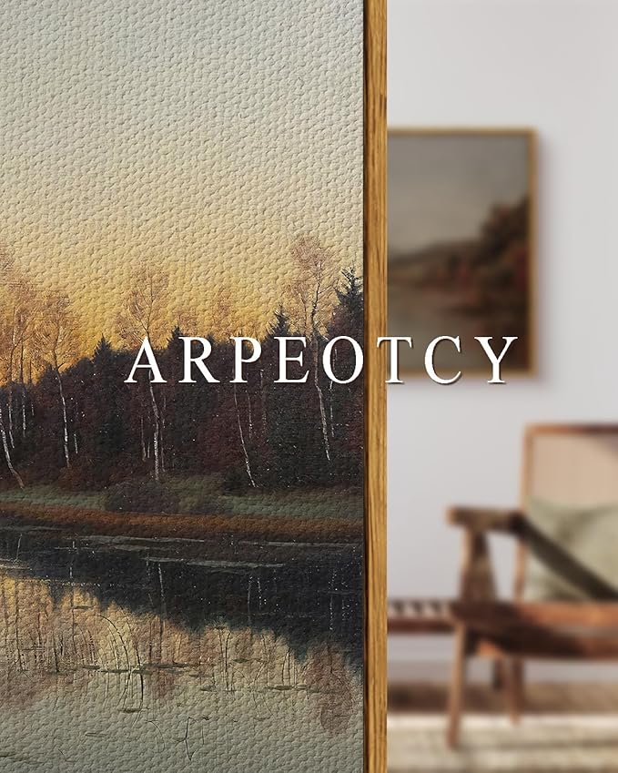 ARPEOTCY Vintage Framed Fall Wall Art Decor, Living Room Bedroom Autumn Landscape Pictures Wall Decor, Large Canvas Prints Art, Kitchen Country Paintings Farmhouse Retro Home Decorations, 24x36 Inch