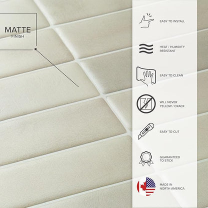 SMART TILES Peel and Stick Backsplash - 5 Sheets of 11.43" x 9" - 3D Adhesive Peel and Stick Tile Backsplash for Kitchen, Bathroom, Wall Tile