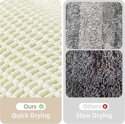 Cream White Bathroom Rugs, Waffle Bath Mat Non Slip Washable Super Absorbent Quick Dry Boho Farmhouse Bathroom Decor, 36"x24" Cream White