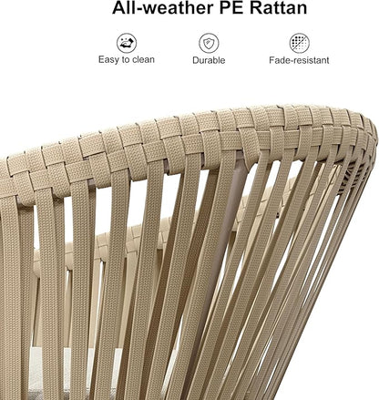 PURPLE LEAF 9 Pieces Outdoor Dining Set with Patio Aluminium Square Dining Table and Wicker Rattan Chairs Modern Furniture Cushions Sets for Backyard Indoor Decor Kitchen Champagne