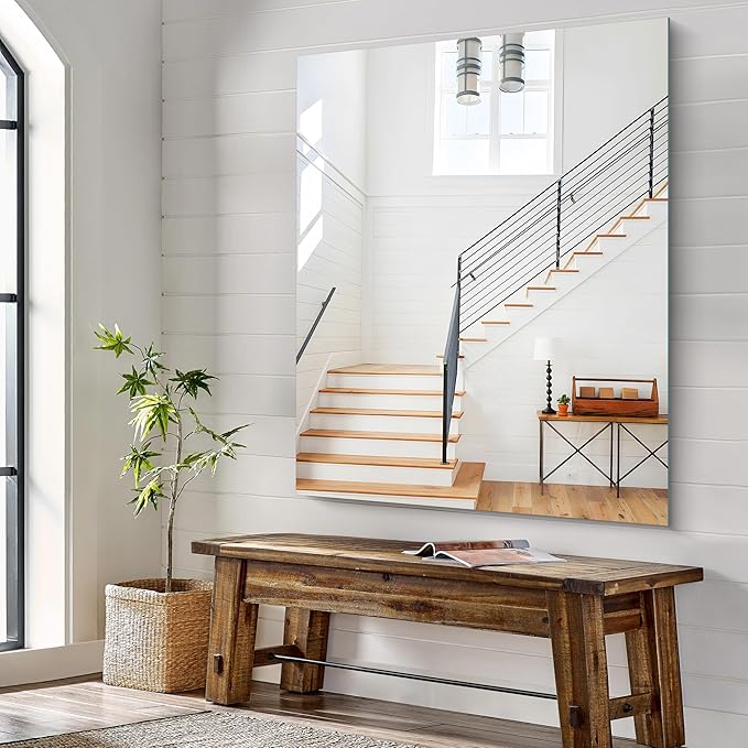 KOCUUY Large Frameless Mirror,40x48 Inch Square Bathroom Vanity Mirror for Over Sink, Upgraded Shatterproof Unframed Design for Bedroom, Living Room, Entryway