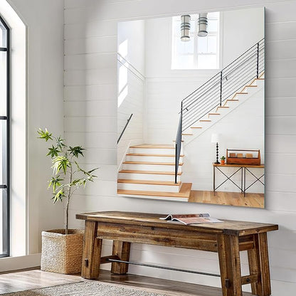 KOCUUY Large Frameless Mirror,40x48 Inch Square Bathroom Vanity Mirror for Over Sink, Upgraded Shatterproof Unframed Design for Bedroom, Living Room, Entryway