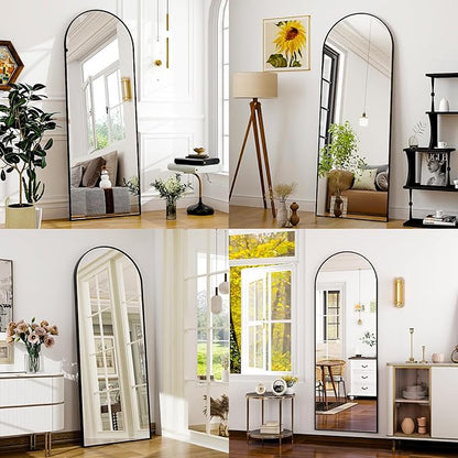 65" x 24"Arched Full Length Mirror - Wall Mounted Floor Mirror- Aluminum Alloy Frame Full Body Mirror for Bathroom Living Room Bedroom and Entryway Black