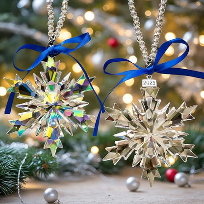 2025 Annual Edition Snowflake Clear Crystal Christmas Ornament, Snowflake Ornaments Display Winter Home Décor Christmas Decor Gift(Clear)