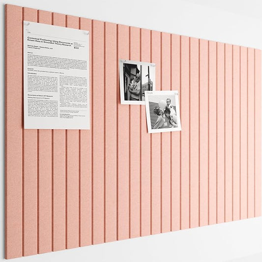 Bumusty Large Cork Board Alternative-36 x24 Felt Bulletin Board Tiles, with 30 Pushpins, 40 Adhesive Tabs, 6-Pack Slat Wall Paneling, Cork Boards for Office Push Pin Board Felt Board-Pink