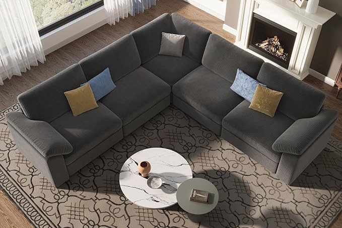 EASE MOOSE Oversized Modular Sectional Sofa, Extra Large L Shape Sectional Cloud Couch,Comfty Deep Seat Wide Modular Sofa for Living Room Removable Cover