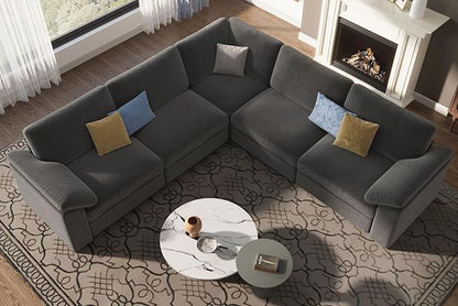 EASE MOOSE Oversized Modular Sectional Sofa, Extra Large L Shape Sectional Cloud Couch,Comfty Deep Seat Wide Modular Sofa for Living Room Removable Cover