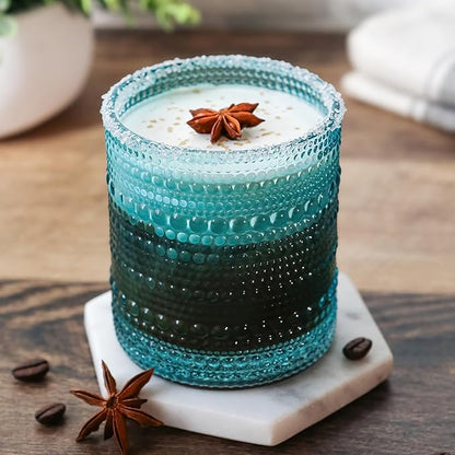 Kate Aspen Hobnail Beaded Drinking Glasses Vintage Glassware Set | Cocktail Glass Set, Juice Glass, Water Cups | Makes A Great Hostess Gift, Gift for Newlyweds (Aqua Blue)