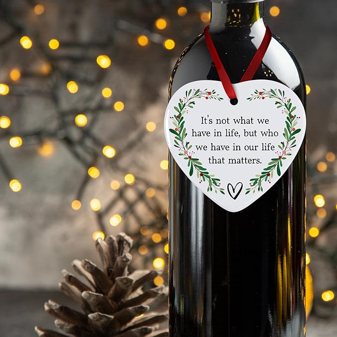 Friendship Christmas Ornament 2025 – Inspirational Ceramic Heart Ornament - Unique Thank You Message Ornament - Gift for Best Friends, Coworkers, Women & Boss