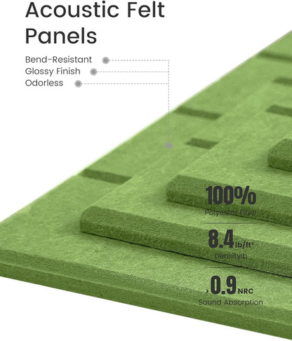 Bumusty Large Cork Board Alternative-36 x24 Felt Bulletin Board Tiles, with 30 Pushpins, 40 Adhesive Tabs, 6-Pack Slat Wall Paneling, Cork Boards for Office Push Pin Board Felt Board-Grass Green