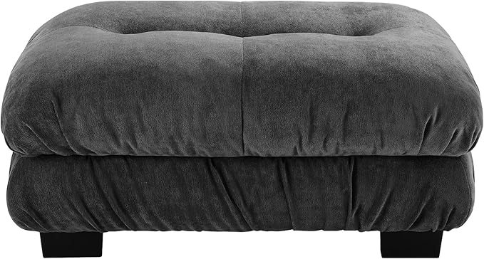 SoarFlash Velvet Sectional Sofa Ottoman, Grey