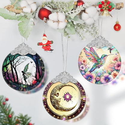 Sun and Moon Stained Glass Ornament, Xmas Ornaments, Sun and Moon Christmas Decor, Ornaments for Christmas Tree, Holiday Presents, Gift Exchange Ideas