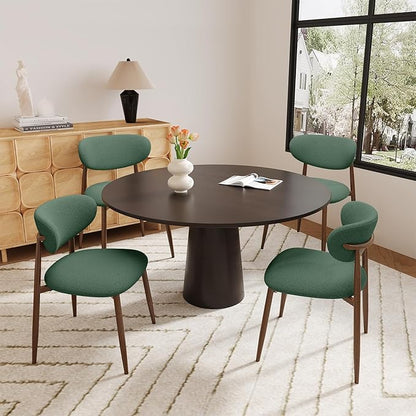 Dining Chairs Set of 4, Upholstered Dining Room Chairs with Metal Legs and Anti Slip Pads, Curved Back Wood Kitchen Chair for Home and Restaurant Use, Green