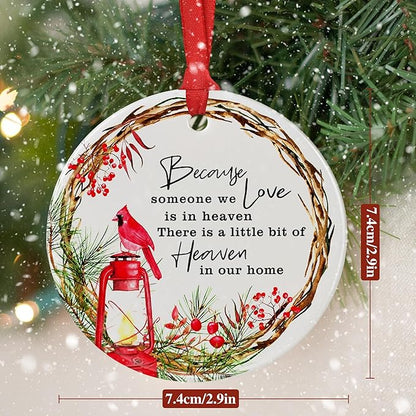 Memorial Christmas Cardinal Ornament - Sympathy Family Keepsake for Christmas Tree - Loss of Loved One