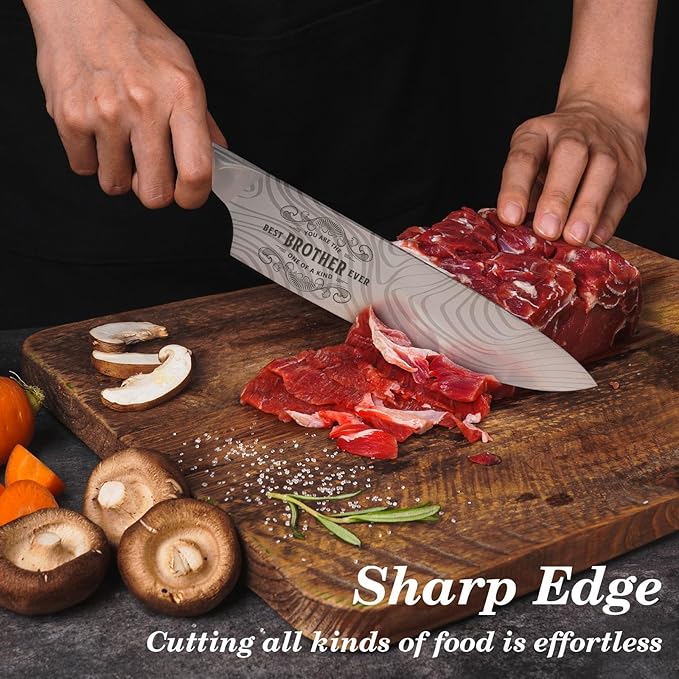 Gifts for Men Brother Christmas, Kitchen Cooking Knife Brother Gifts for Birthday, 8 inch Professional German High Carbon Stainless Steel Chef Knife, Brother Gifts Xmas Stocking Stuffers