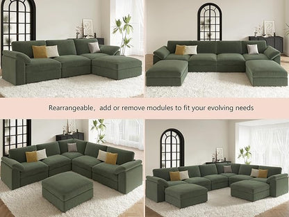 EASE MOOSE Sectional Modular Sofa, Comfty 3 Seat Cloud Couch, FSC Certified Modern Deep Seat Sectional for Living Room