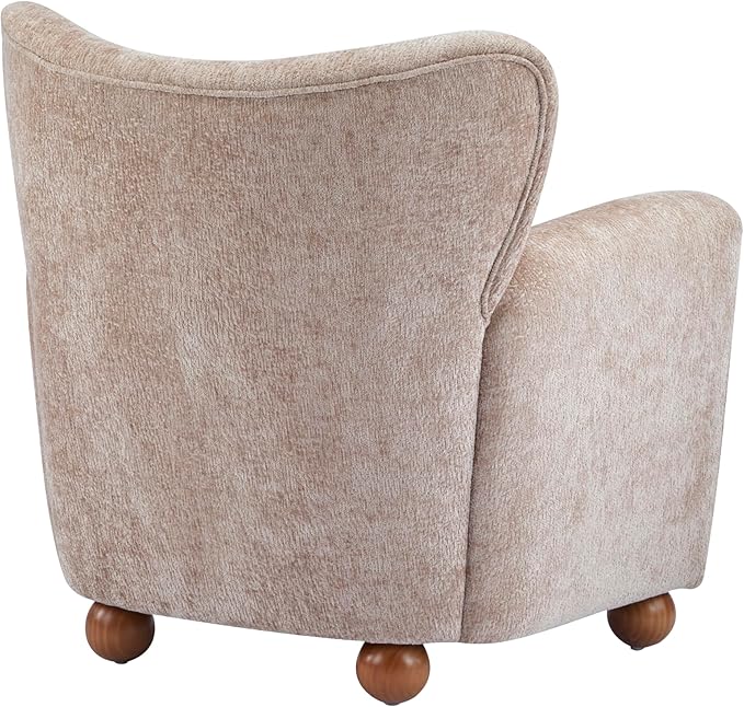 Christopher Knight Home Lindy Wingback Accent Chair, Upholstered Armchair with Rounded Wooden Legs, Curved Backrest Single Sofa, Soft Cushion Seating, Comfy Lounge Chair for Living Room, Beige Brown