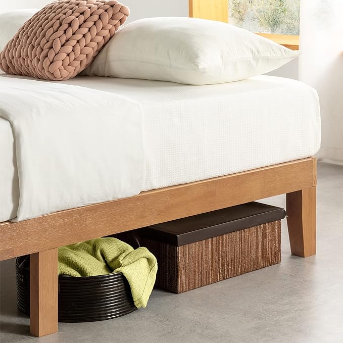 Mellow Naturalista Classic 12 Inch Solid Wood Platform Bed King, Natural Pine