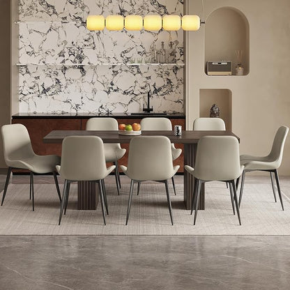 9 Piece Dining Room Table Set for 8 People, Mid Century Modern 66.93 Inch Rectangle Kitchen Dining Table with 8 Fabric Chairs Set, Suitable for KitchenApartment (Dining Table with 8 Chairs)