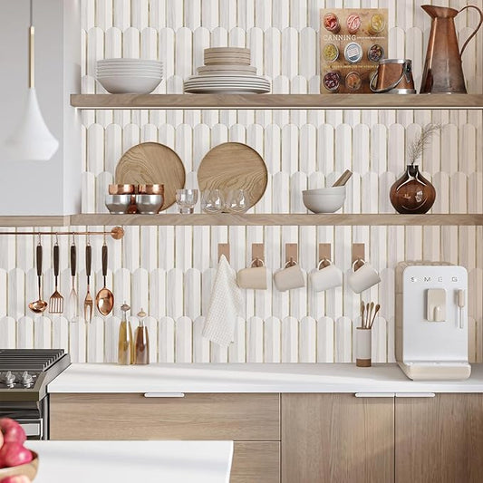 Vamos Tile Peel and Stick Backsplash Seamless Tile,10-Sheet Stick on Backsplash for Kitchen,Dolomite Gray and White+Light Gold Metal Self Adhesive PVC Tiles (10 Sheets)