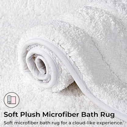GRANNY SAYS Large Bathroom Rugs Non Slip Washable, 24" x 48", Water Absorbent Bath Mats for Bathroom, Thick Soft Shaggy Bath Rug, Microfiber Shower Room Floor Mat Decor, White