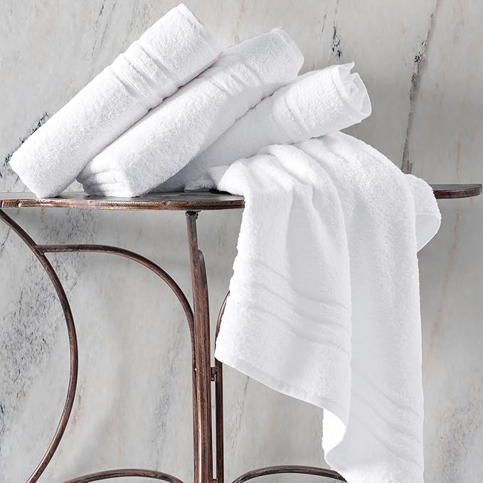 Hawmam Linen Bath Towels 4 Pack 100% Turkish Cotton Soft Lightweight and Highly Absorbent Quick Drying Towels, White