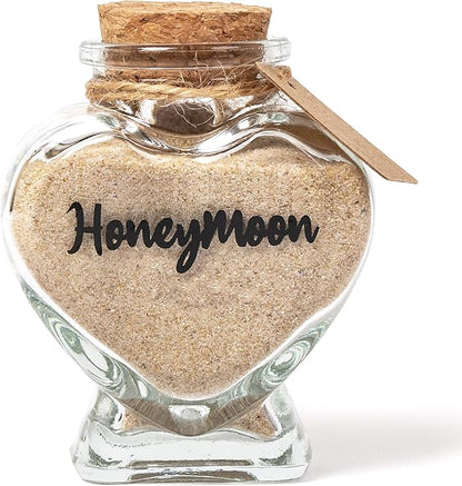 Honeymoon Sand Keepsake Jar，Bridal Shower, Wedding, Engagement, Honeymoon, Travel Gift for Couples, Newlywed, Fiance(Gift Box Includes) - 40ml Heart Shape Glass