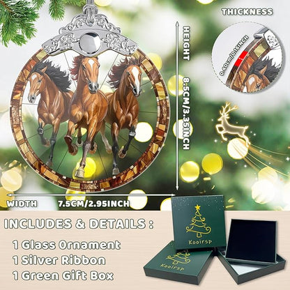 Horse Ornaments for Christmas Tree, Stained Glass Christmas Ornaments and Xmas Tree Decorations, Gift Exchange