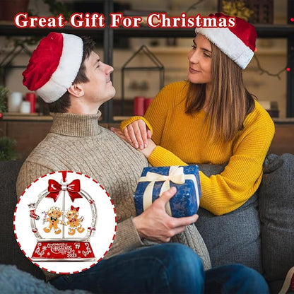 Christmas Gingerbread Couple Ornaments 2025 for Tree Decorations,Dated 2025 Metal Wreath Ornament with Rotatable for Christmas Keepsake Gifts for Grandparents, Kids, Friend