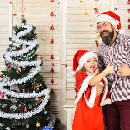 WILLBOND 50 ft Christmas Tinsel Garland Metallic Tinsel Twist Garland Christmas Tree Decorations New Year Wedding Birthday Hanging Decorations Party Supplies, 3 Inch(White)